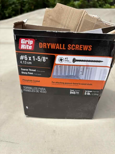 Photo of free 1/2 box drywall screws (Redwood City, Mt. Carmel) #1