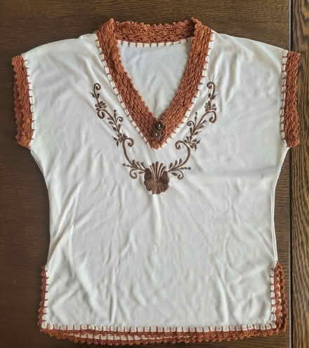 Photo of free Embroidered 70s tee - crochet trim (Adams Morgan) #1