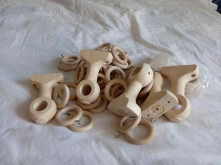 Photo of free Wooden curtain rings with brackets (Irlam M44) #1