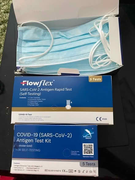 Photo of free 2x5 Boxes of COVID Test Kits and Open Box of Masks (Clayton Heights BD6) #1
