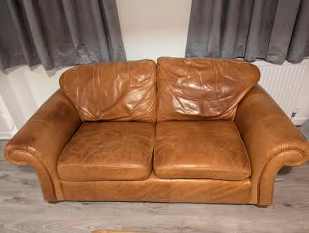 Photo of free Next tan leather 2 seater sofa (Wandsworth SW18) #1