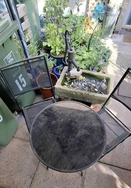 Photo of free Bistro Set of two chairs & glass top table. (Kirkby Thore CA10) #2