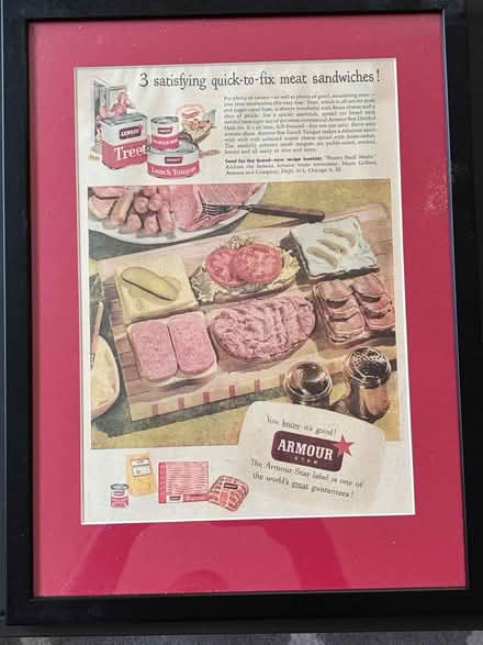 Photo of free Framed magazine ad for canned meat (Tenleytown, DC) #1