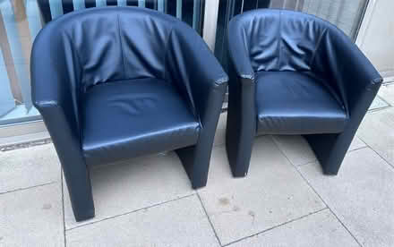 Photo of free (CB1 2FG) Two black faux leather tub seats (Trumpington Ward CB1) #1