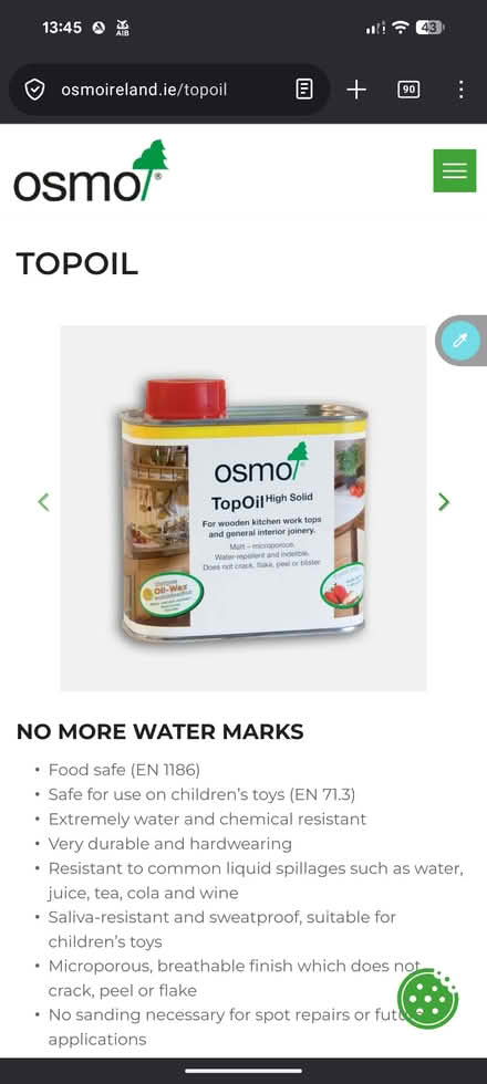 Photo of Food safe Osmo oil (50 mls) (St Lukes) #1