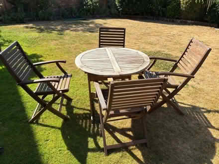 Photo of free Wooden garden table and four chairs (Little Sutton CH66) #1