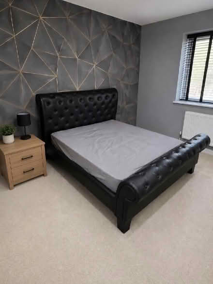 Photo of free King size bed black faux leather sleigh bed frame (Windsor SL4) #1