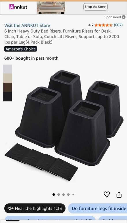 Photo of free Bed risers, Great for college dorms (Elkridge) #1