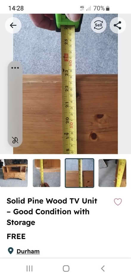 Photo of free Pine TV cabinet (Durham DH6) #3