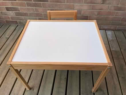 Photo of free IKEA kids’ wooden table and chair (Bishop’s Stortford) #1