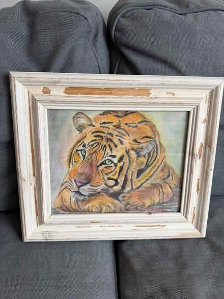 Photo of free Framed oil pastel tiger (Chipstead TN13) #1