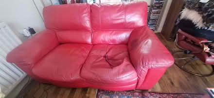 Photo of free Red Leather sofa (Alexandra Park N22) #1