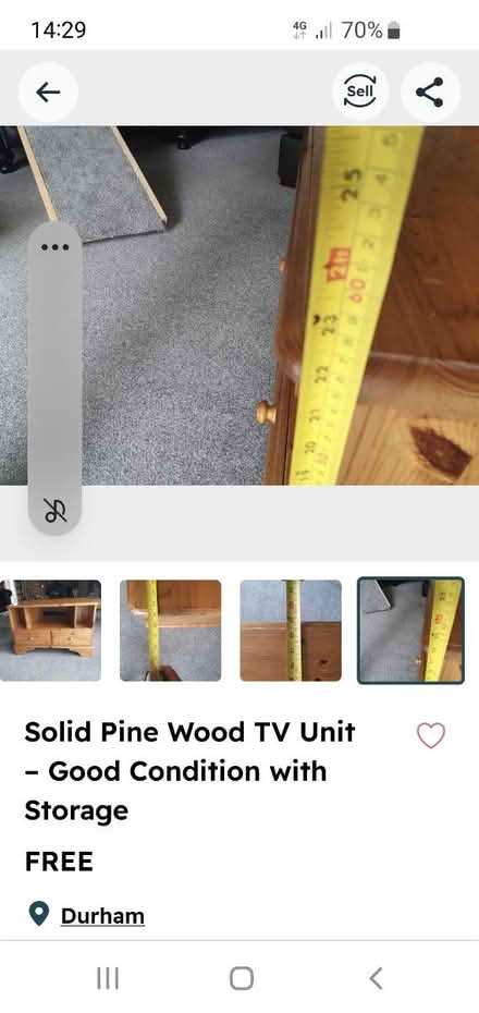 Photo of free Pine TV cabinet (Durham DH6) #4