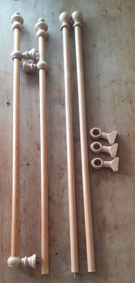 Photo of free 2 curtain poles - wooden with fixings (Sheet GU31) #2