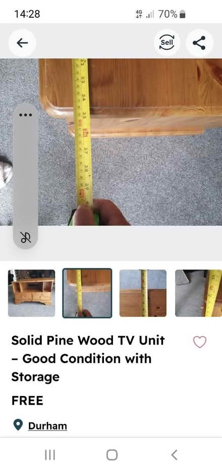 Photo of free Pine TV cabinet (Durham DH6) #2