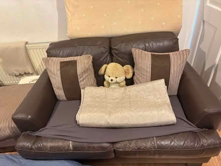 Photo of free Leather sofa 2 set(3 and 2 seater) (Welling DA16) #1