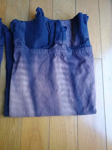 Photo of free Faded denim blue tab top curtains (Groton) #1