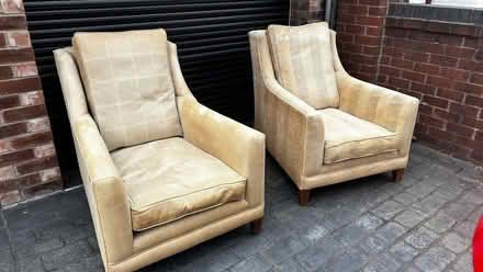 Photo of free Two solid oak frame Laura Ashley chairs cost £4700 (Newall Green M23) #1