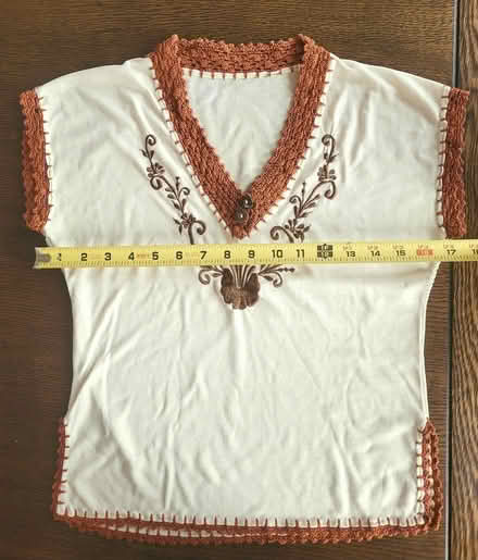Photo of free Embroidered 70s tee - crochet trim (Adams Morgan) #3