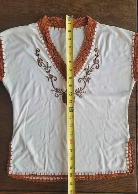 Photo of free Embroidered 70s tee - crochet trim (Adams Morgan) #2