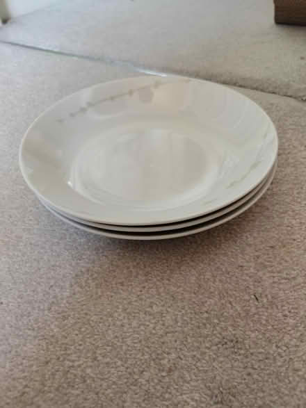 Photo of free 3 White Pasta Bowls (Birds Marsh View, SN15) #1