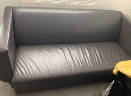 Photo of free Dark brown leather sofa (Pooley Green TW20) #1