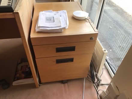 Photo of free Desk, filing cabinet and bookshelf (Rathmichael, Co Dublin) #1