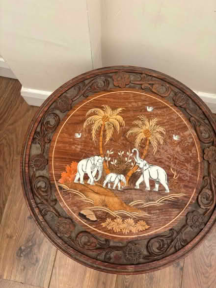 Photo of free Small carved wooden table with elephant legs (Walton-on-Thames KT12) #2