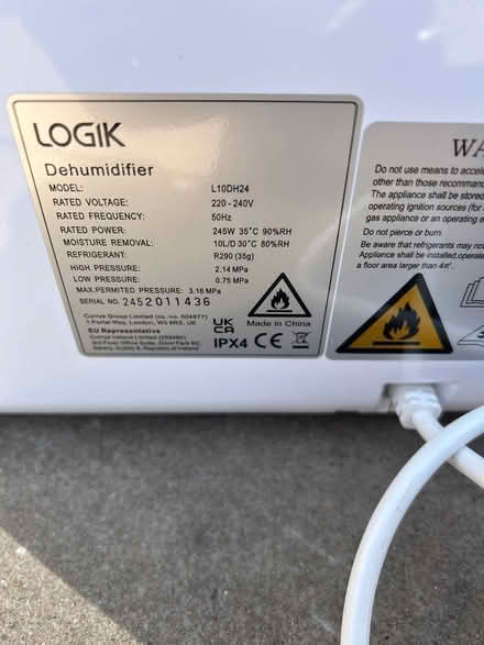 Photo of free (Faulty) 12L Logic Dehumidifier (Wolverhampton WV10) #3