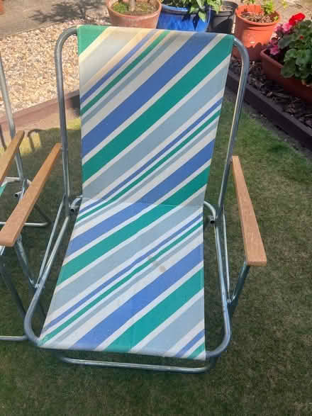 Photo of free Two blue, green and white vintage camping chairs (Wolsingham DL13) #3