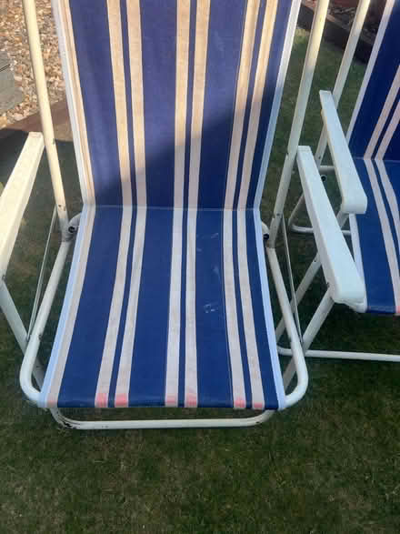 Photo of free Two blue and white vintage camping chairs (Wolsingham DL13) #2