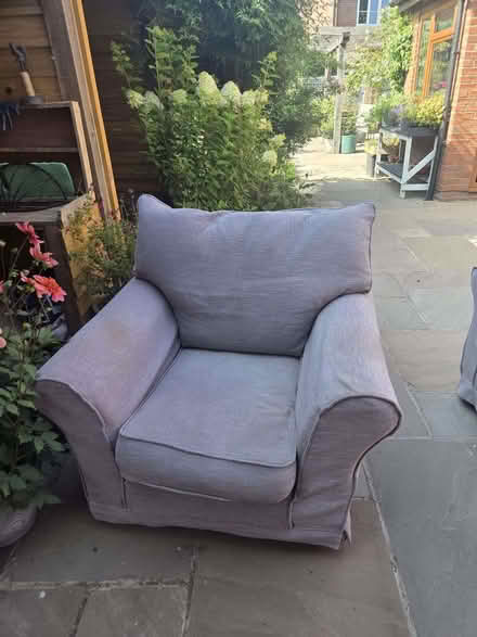 Photo of free Grey loose cover sofa and chair (Baschurch SY4) #4