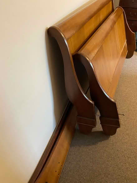 Photo of free Cherry wood sleigh bed frame King size (continental) (Broomhill S10) #2