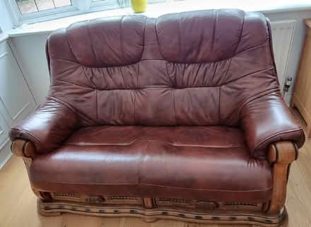 Photo of free 2 seater Oak and leather sofa (Stoke Poges SL2) #1