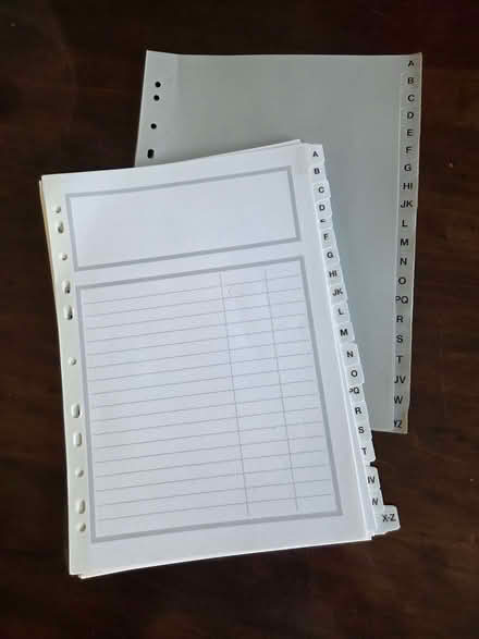 Photo of free File dividers- alphabetised (Bluebell Hill ME5) #1