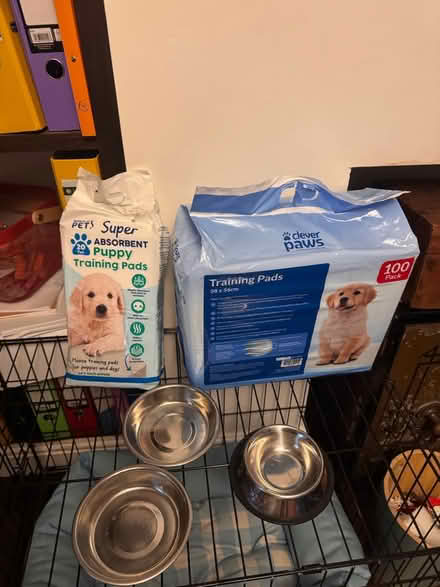 Photo of free Puppy training pads, bowls/ crate (Headington OX3) #2