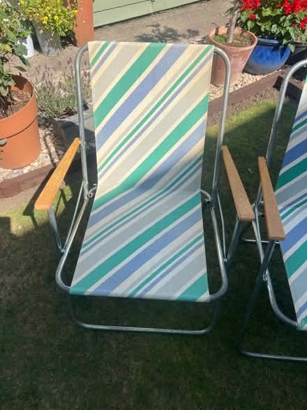 Photo of free Two blue, green and white vintage camping chairs (Wolsingham DL13) #2