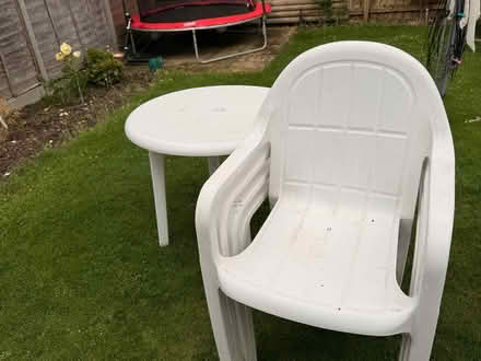 Photo of free Plastic table and 4 chairs (Rh15 8TL) #1