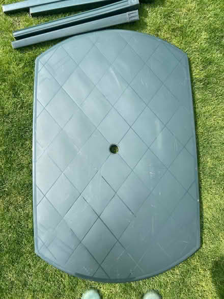 Photo of free Large green plastic garden table (Milton PO3) #2