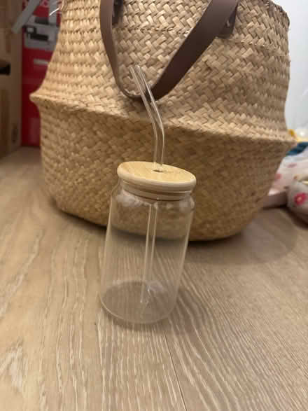 Photo of free Glass cup with straw (W2) #1