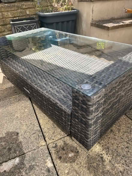 Photo of free Rattan glass top table (Bs43jg) #1