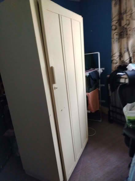 Photo of free Single wooden wardrobe, yellow (Blacklands TN34) #1