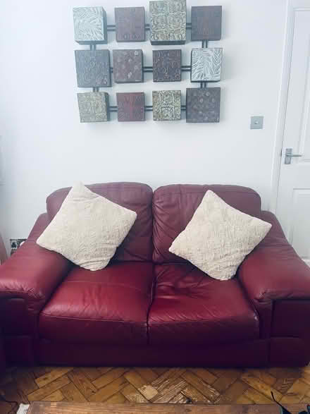 Photo of free 2 x red leather sofas (Chelmsford CM2) #2