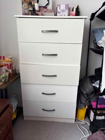 Photo of free White 5-Drawer Chest of Drawers (Chapman apartment IG11) #2