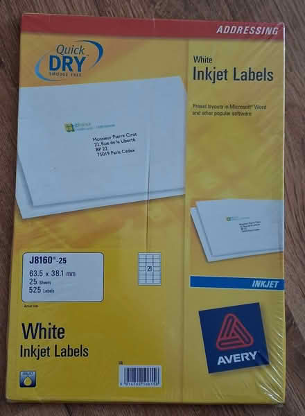 Photo of free White Inkjet labels (Bare LA4) #1