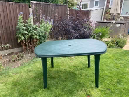 Photo of free Large green plastic garden table (Milton PO3) #1