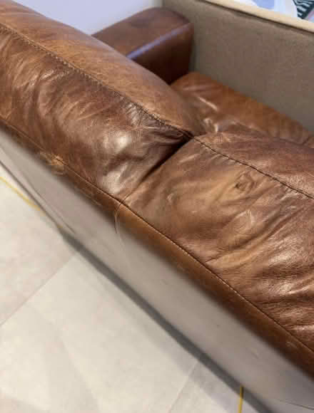 Photo of free Two Seater brown leather sofa (Fulham SW6) #3