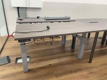 Photo of free Adjustable Double Standing Desk - Brown Wood Finish (Clerkenwell WC1X) #3