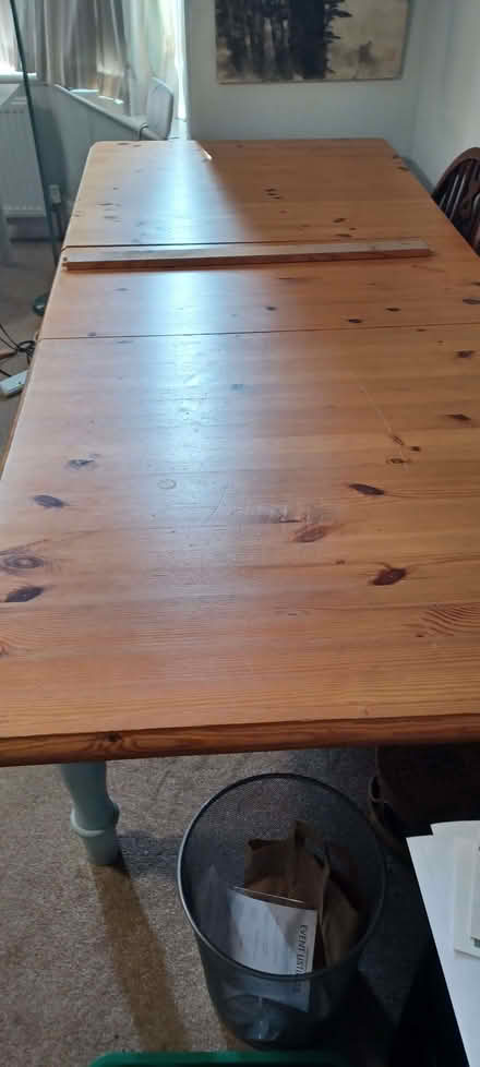 Photo of free Large pine ikea table with painted legs (Bents Green S11) #2