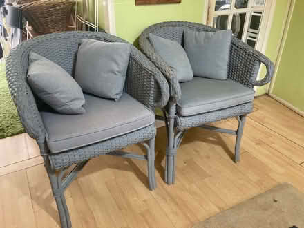 Photo of free 2x grey rattan chairs (Great Leighs CM3) #1